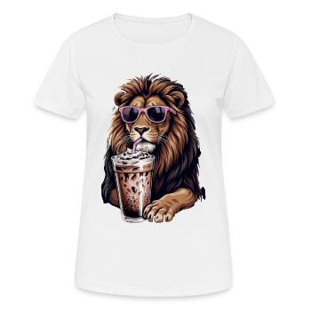 Leon avec des lunettes de soleil roses - T-shirt respirant Femme - blanc - Devant - AI Model Female 172 dark (172cm)