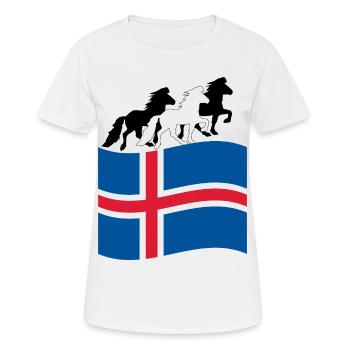 Drapeau islandais avec chevaux islandais - T-shirt respirant Femme - blanc - Devant - AI Model Female 172 dark (172cm)