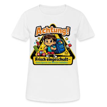 Achtung frisch eingeschult - Frauen T-Shirt atmungsaktiv - Weiß - Vorne - AI Model Female 172 dark (172cm)