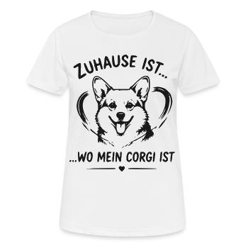 Zuhause ist Wo mein Corgi ist - Frauen T-Shirt atmungsaktiv - Weiß - Vorne - AI Model Female 172 dark (172cm)