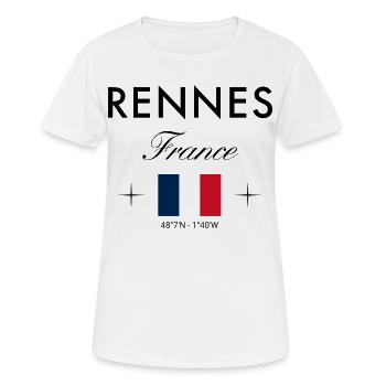 Rennes Frankreich Koordinaten Reise Souvenir - Frauen T-Shirt atmungsaktiv - Weiß - Vorne - AI Model Female 172 dark (172cm)