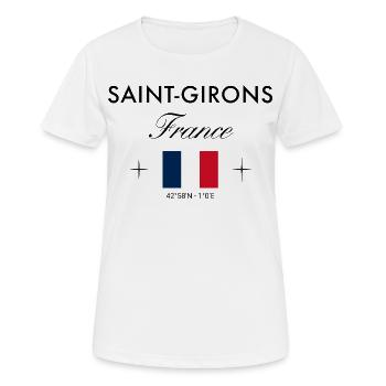 Saint Girons Frankreich Koordinaten Reise Souvenir - Frauen T-Shirt atmungsaktiv - Weiß - Vorne - AI Model Female 172 dark (172cm)