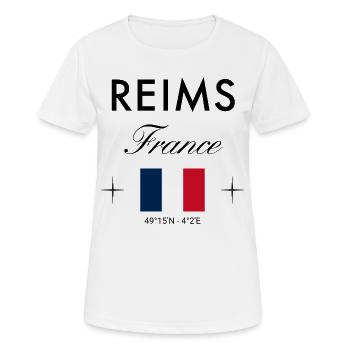 Reims, France, coordonnée Souvenir de voyage - T-shirt respirant Femme - blanc - Devant - AI Model Female 172 dark (172cm)