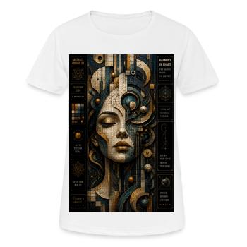 Visage géométrique en mosaïque steampunk - T-shirt respirant Femme - blanc - Devant - AI Model Female 172 dark (172cm)