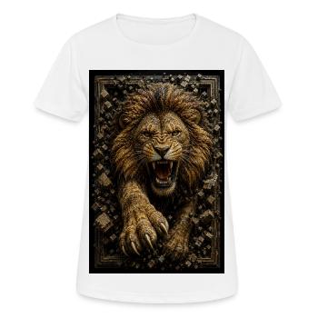 Fractal Golden Lion Embossed - Women's Breathable T-Shirt - white - Front - AI Model Female 172 dark (172cm)
