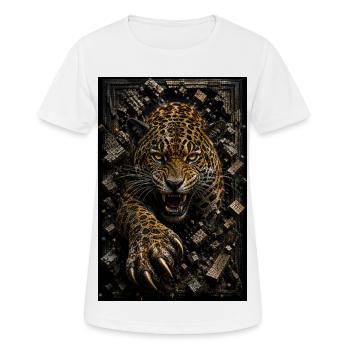 Léopard en furie parmi les blocs - T-shirt respirant Femme - blanc - Devant - AI Model Female 172 dark (172cm)