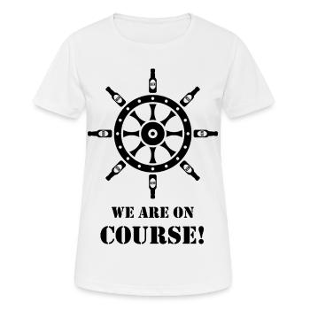 We Are On Course! (Beer / Ship’s Wheel / Black) - Women's Breathable T-Shirt - white - Front - AI Model Female 172 dark (172cm)