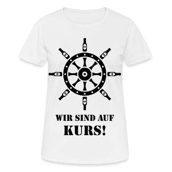 Wir Sind Auf Kurs! (Bier / Steuerrad / Black) - Frauen T-Shirt atmungsaktiv - Weiß - Vorne - AI Model Female 172 dark (172cm)