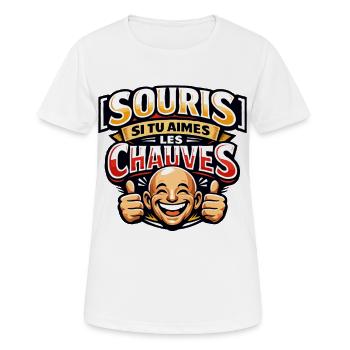 Souris Si tu aimes les chauves Französischer Humor - Frauen T-Shirt atmungsaktiv - Weiß - Vorne - AI Model Female 172 dark (172cm)