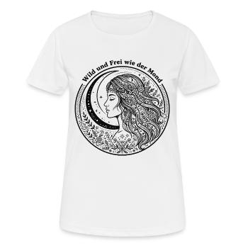 Wild Und Frei Wie Der Mond - Boho Yoga Frau  - Frauen T-Shirt atmungsaktiv - Weiß - Vorne - AI Model Female 172 dark (172cm)