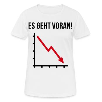 Es Geht Voran! (Fortschritt / Abwärts / POS 2C) - Frauen T-Shirt atmungsaktiv - Weiß - Vorne - AI Model Female 172 dark (172cm)
