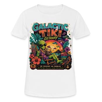 Galactic Tiki Alien Retro Vacation Hawaii Sci-Fi - Women's Breathable T-Shirt - white - Front - AI Model Female 172 dark (172cm)