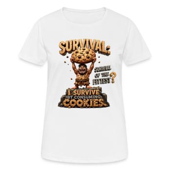 L’homme des cavernes avec des biscuits : Survie - T-shirt respirant Femme - blanc - Devant - AI Model Female 172 dark (172cm)