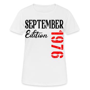 50e anniversaire septembre 1976 - T-shirt respirant Femme - blanc - Devant - AI Model Female 172 dark (172cm)
