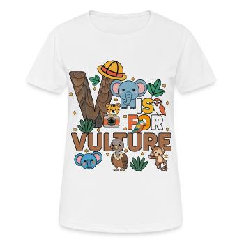 V ist für Geier-Zoo-Party Dschungel-Zoo-Geburtstag - Frauen T-Shirt atmungsaktiv - Weiß - Vorne - AI Model Female 172 dark (172cm)