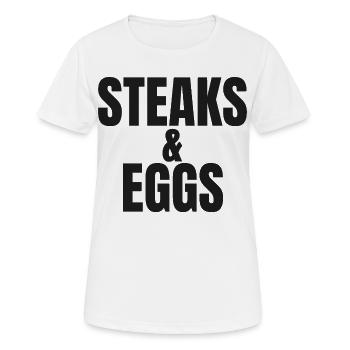 STEAK & EGGS | Carnivore T-Shirt | Breakfast of Ch - Women's Breathable T-Shirt - white - Front - AI Model Female 172 dark (172cm)
