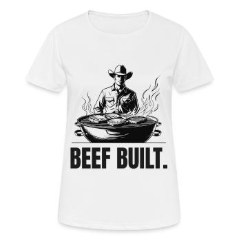 BEEF BUILT | Carnivore T-Shirt | Steak & Strength - Women's Breathable T-Shirt - white - Front - AI Model Female 172 dark (172cm)