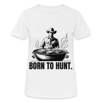 NÉ POUR CHASSER | Chasse et carnivores en plein air - T-shirt respirant Femme - blanc - Devant - AI Model Female 172 dark (172cm)