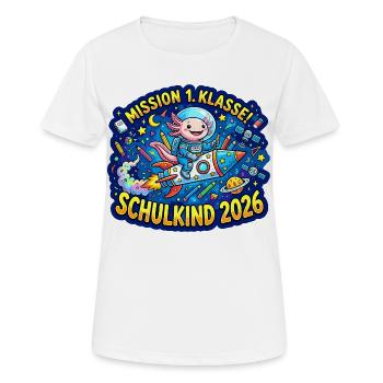 Mission 1. Klasse Schulkind 2026 - Frauen T-Shirt atmungsaktiv - Weiß - Vorne - AI Model Female 172 dark (172cm)