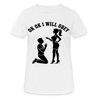 Obéissance de la proposition de mariage à genoux - T-shirt respirant Femme - blanc - Devant - AI Model Female 172 dark (172cm)