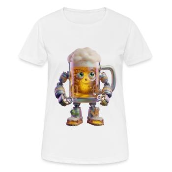 Robot beer mug with happy face - Women's Breathable T-Shirt - white - Front - AI Model Female 172 dark (172cm)