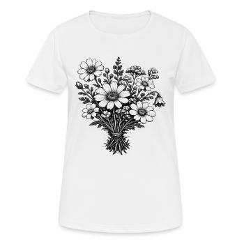 Vintage Wildflowers Linocut Botany - Women's Breathable T-Shirt - white - Front - AI Model Female 172 dark (172cm)