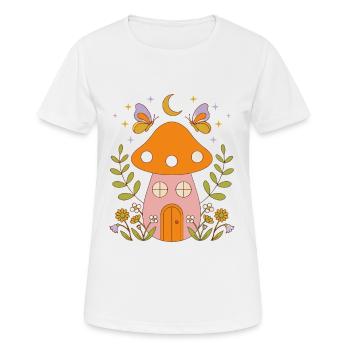Cottage aux champignons au clair de lune - T-shirt respirant Femme - blanc - Devant - AI Model Female 172 dark (172cm)