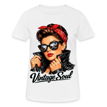 Vintage Soul – Cool Rockabilly Pin-Up Design - Women's Breathable T-Shirt - white - Front - AI Model Female 172 dark (172cm)