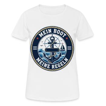 Mon bateau, mes règles – Déclaration du capitaine - T-shirt respirant Femme - blanc - Devant - AI Model Female 172 dark (172cm)