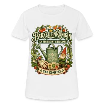 Parzellenkönigin mit Gießkanne und Kompost - Frauen T-Shirt atmungsaktiv - Weiß - Vorne - AI Model Female 172 dark (172cm)