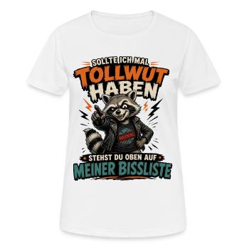 Tollwut? Du stehst oben auf meiner Bissliste - Frauen T-Shirt atmungsaktiv - Weiß - Vorne - AI Model Female 172 dark (172cm)