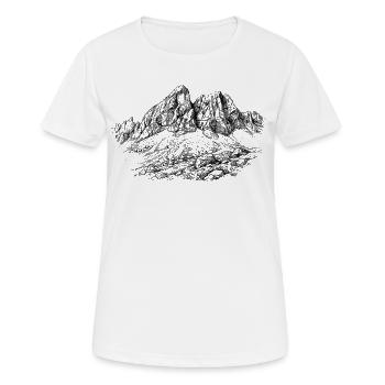 Sass de Putia Silhouette | Sass de Putia Dolomites - T-shirt respirant Femme - blanc - Devant - AI Model Female 172 dark (172cm)