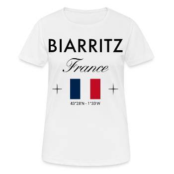 Biarritz France coordonne le souvenir de voyage - T-shirt respirant Femme - blanc - Devant - AI Model Female 172 dark (172cm)