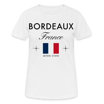 Bordeaux, France, coordonnées, voyage, souvenir - T-shirt respirant Femme - blanc - Devant - AI Model Female 172 dark (172cm)