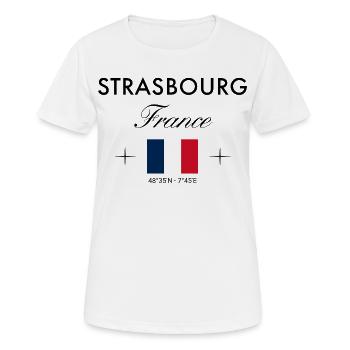 Strasbourg France Coordonnées Souvenir de voyage - T-shirt respirant Femme - blanc - Devant - AI Model Female 172 dark (172cm)
