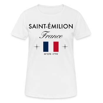 Saint Emilion Frankreich Koordinate Reise Souvenir - Frauen T-Shirt atmungsaktiv - Weiß - Vorne - AI Model Female 172 dark (172cm)