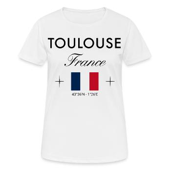 Toulouse, France, coordonnées Souvenir de voyage - T-shirt respirant Femme - blanc - Devant - AI Model Female 172 dark (172cm)