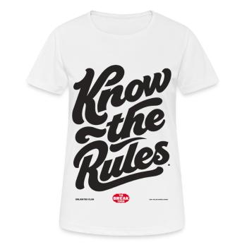 Connaître les règles - T-shirt respirant Femme - blanc - Devant - AI Model Female 172 dark (172cm)