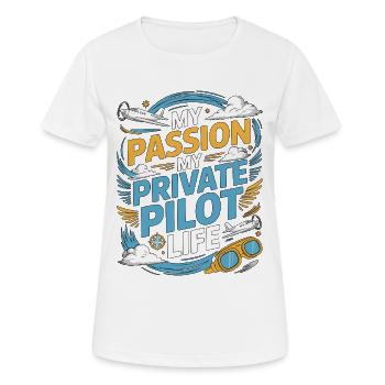Pilote privé Ma passion Mon passionné d’aviation - T-shirt respirant Femme - blanc - Devant - AI Model Female 172 dark (172cm)
