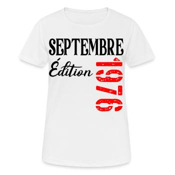 France 50e Anniversaire Septembre 1976 - T-shirt respirant Femme - blanc - Devant - AI Model Female 172 dark (172cm)