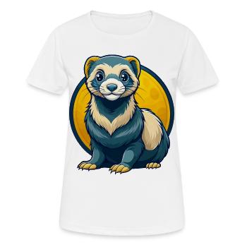 Ferret Kawaii Maskottchen Cartoon Clipart Logo Abzeichen - Frauen T-Shirt atmungsaktiv - Weiß - Vorne - AI Model Female 172 dark (172cm)