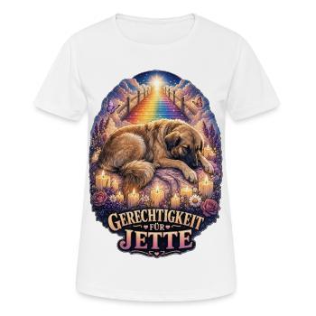 Gerechtigkeit für Hund Jette – Fellnasen - Frauen T-Shirt atmungsaktiv - Weiß - Vorne - AI Model Female 172 dark (172cm)