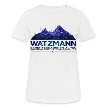 Watzmann Cyberpunk Silhouette | Neon Future  - Frauen T-Shirt atmungsaktiv - Weiß - Vorne - AI Model Female 172 dark (172cm)