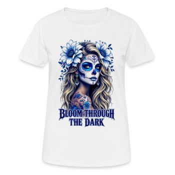 Fleurir à travers le crâne de sucre sombre - T-shirt respirant Femme - blanc - Devant - AI Model Female 172 dark (172cm)
