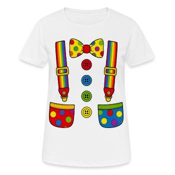 Déguisement de clown bretelle, nœud papillon Carnival coloré - T-shirt respirant Femme - blanc - Devant - AI Model Female 172 dark (172cm)