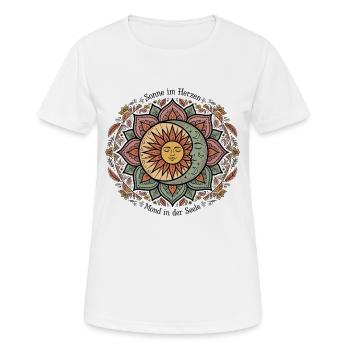 Sonne Im Herzen Mond In Der Seele Bunt - Frauen T-Shirt atmungsaktiv - Weiß - Vorne - AI Model Female 172 dark (172cm)
