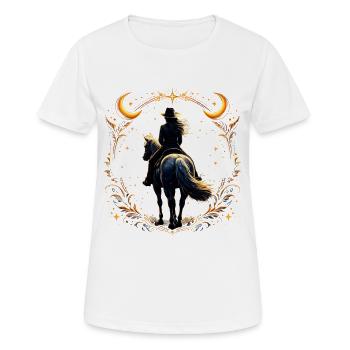 Nocturnal horse rider in golden frame - Women's Breathable T-Shirt - white - Front - AI Model Female 172 dark (172cm)