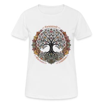 Verwurzelt Wachsen Erblühen Bunt Baum - Frauen T-Shirt atmungsaktiv - Weiß - Vorne - AI Model Female 172 dark (172cm)