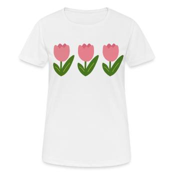 Trois tulipes roses dans un style minimaliste - T-shirt respirant Femme - blanc - Devant - AI Model Female 172 dark (172cm)