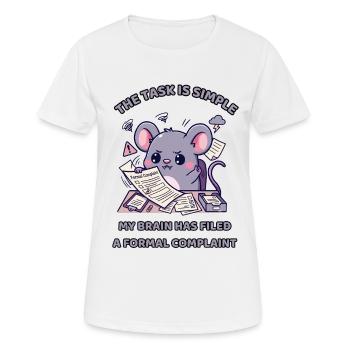 Mon cerveau a déposé une plainte formelle - T-shirt respirant Femme - blanc - Devant - AI Model Female 172 dark (172cm)